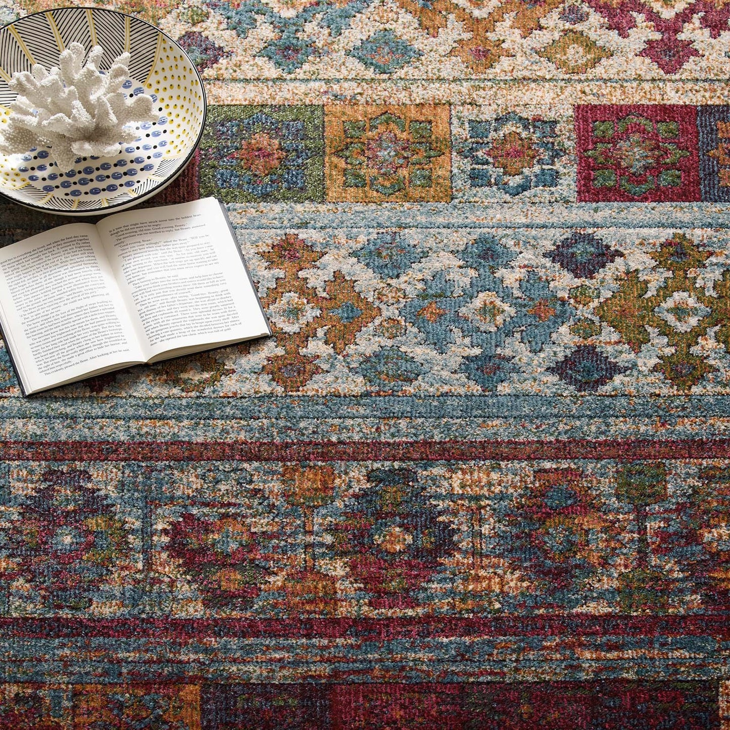 Modway Outlet Tribute Nala Distressed Vintage Floral Lattice 8x10 Area Rug by Modway Living Room Rugs Multicolored - R-1187A-810