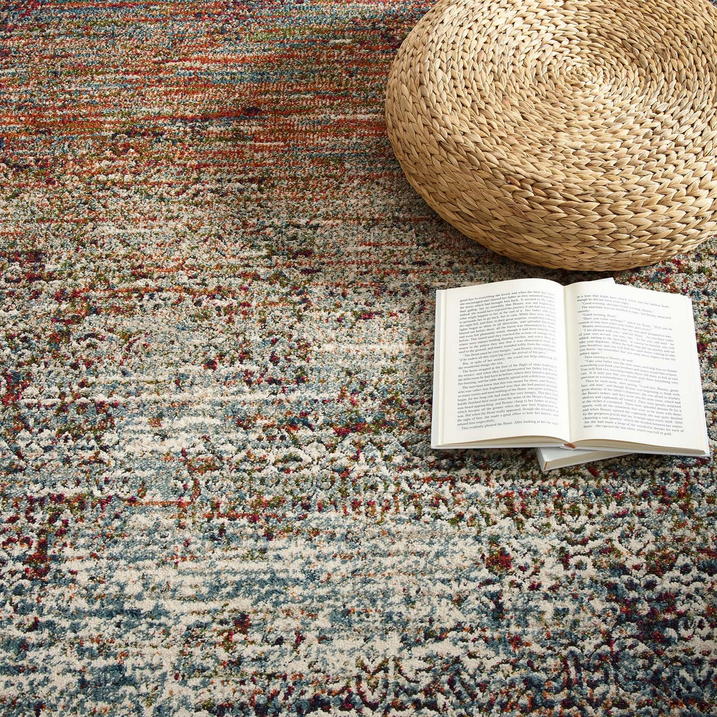 Modway Outlet Tribute Jacinda Rustic Distressed Vintage Lattice 5x8 Area Rug by Modway Living Room Rugs Multicolored - R-1188A-58