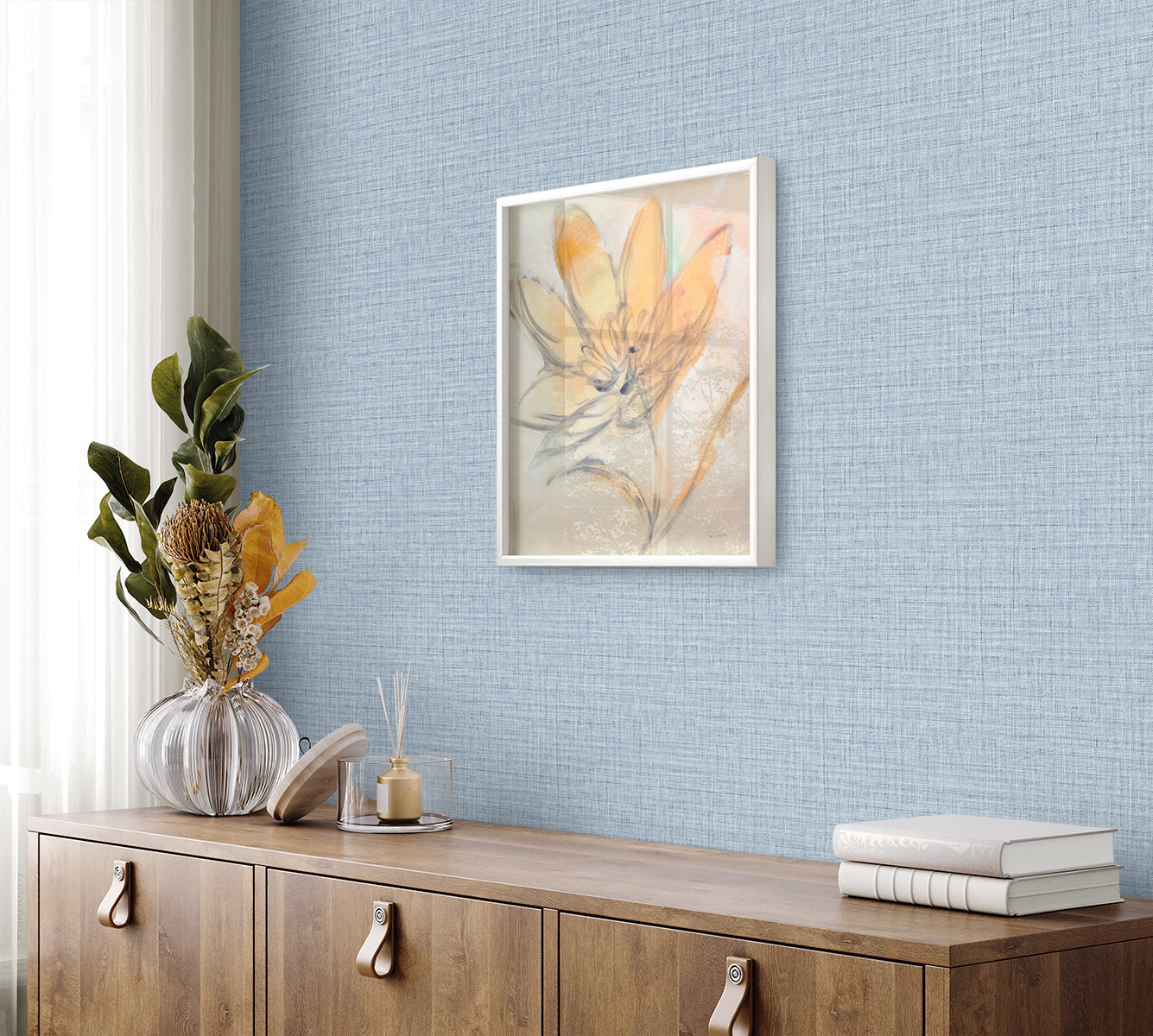 Seabrook Designs Harvest Twine Faux Weave Contemporary Blues - RA40104