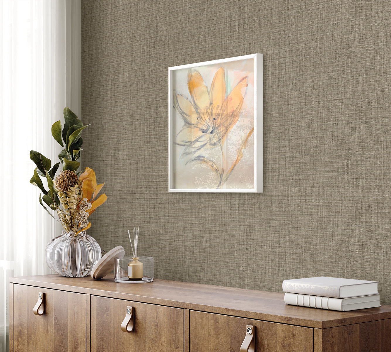 Seabrook Designs Harvest Twine Faux Weave Contemporary Browns, Taupes - RA40130