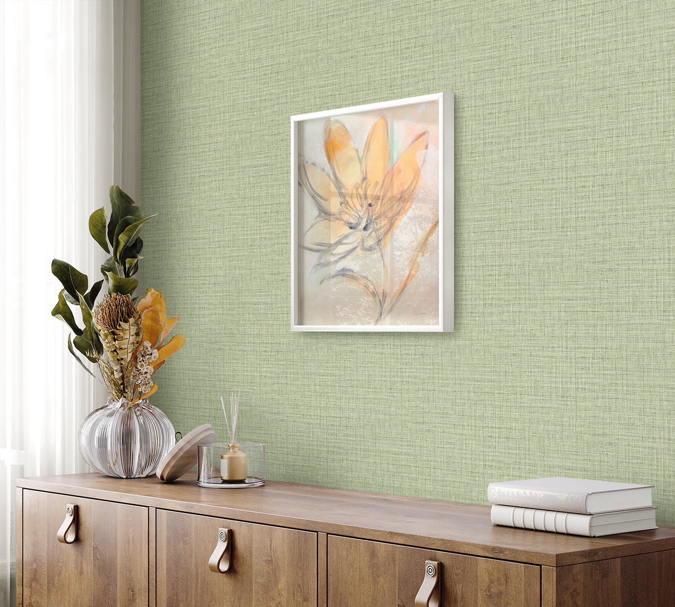 Seabrook Designs Harvest Twine Faux Weave Contemporary Greens - RA40133