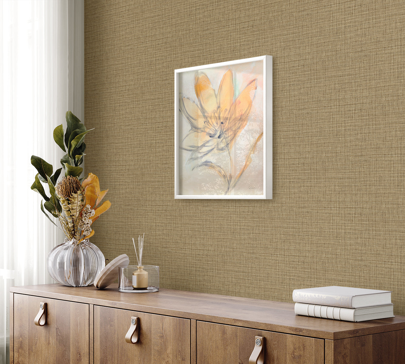 Seabrook Designs Harvest Twine Faux Weave Contemporary Warm Neutrals, Beiges - RA40134