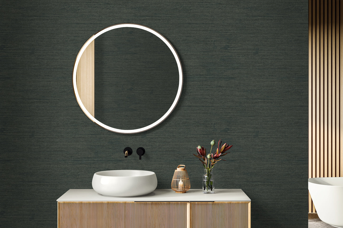 Seabrook Designs Threaded Faux Linen Contemporary Blues - RA40916