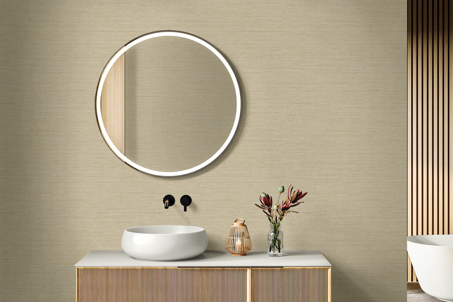 Seabrook Designs Threaded Faux Linen Contemporary Warm Neutrals, Beiges - RA40917