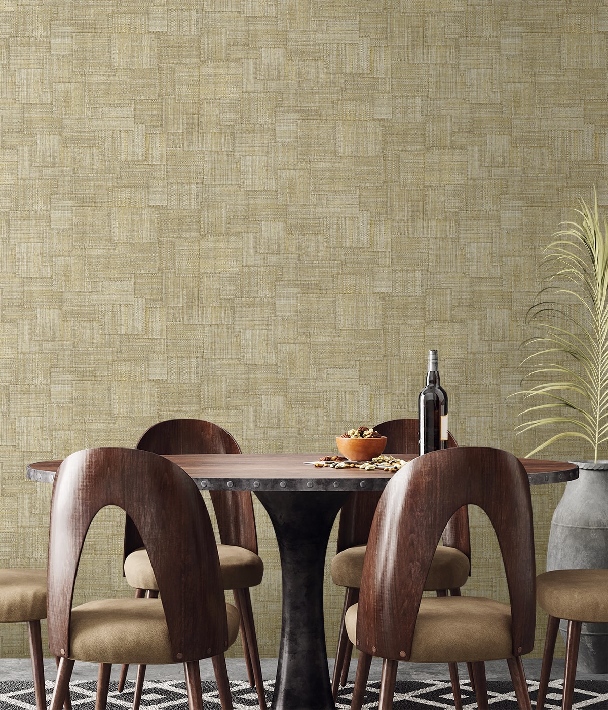Seabrook Designs Woven Blocks Faux Weave Contemporary Warm Neutrals, Beiges - RA41704