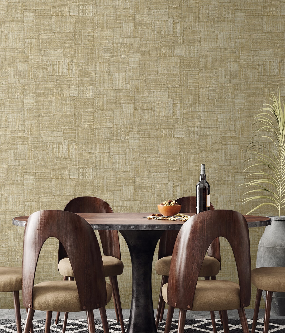 Seabrook Designs Woven Blocks Faux Weave Contemporary Warm Neutrals, Beiges - RA41705