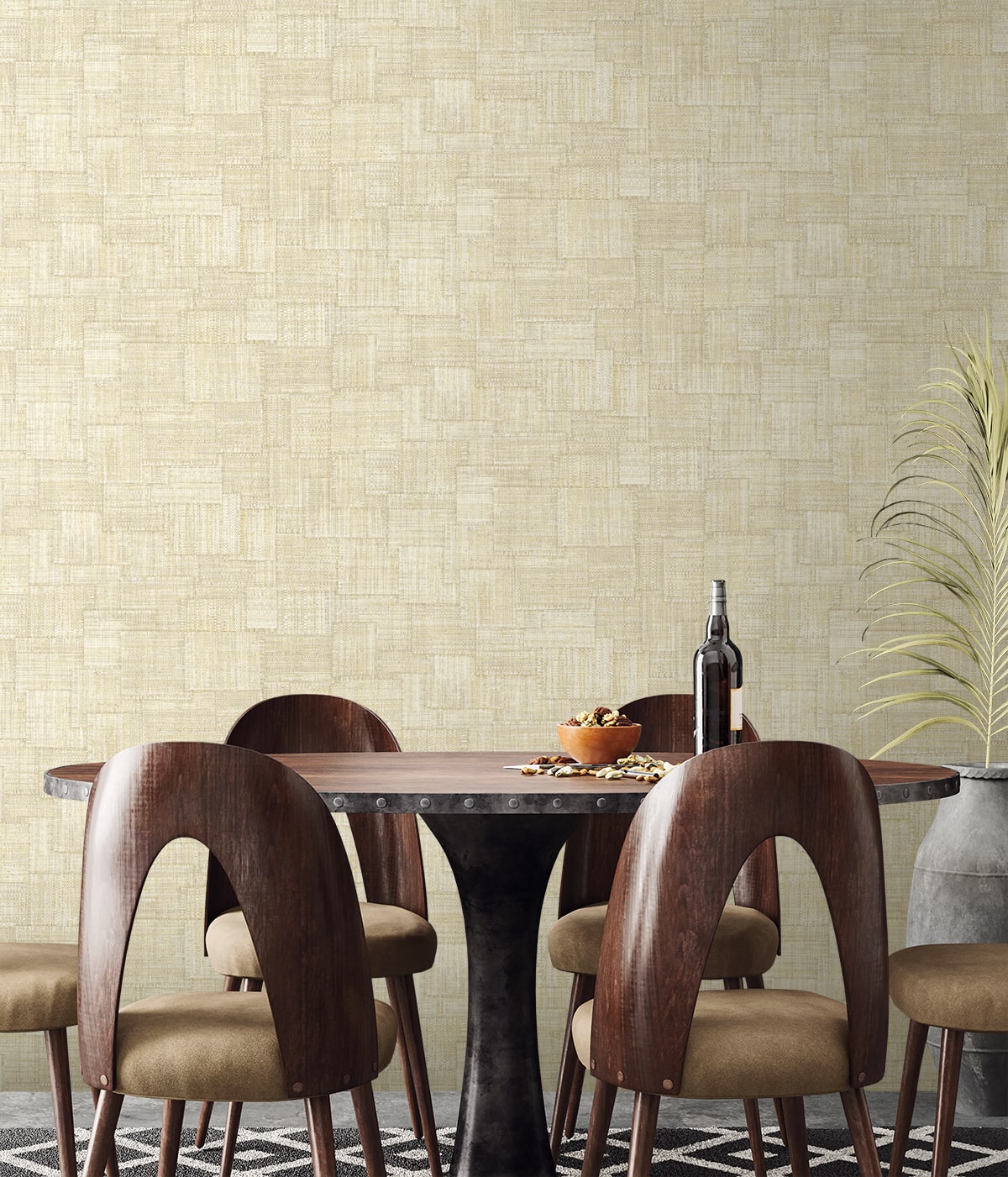 Seabrook Designs Woven Blocks Faux Weave Contemporary Warm Neutrals, Beiges - RA41709