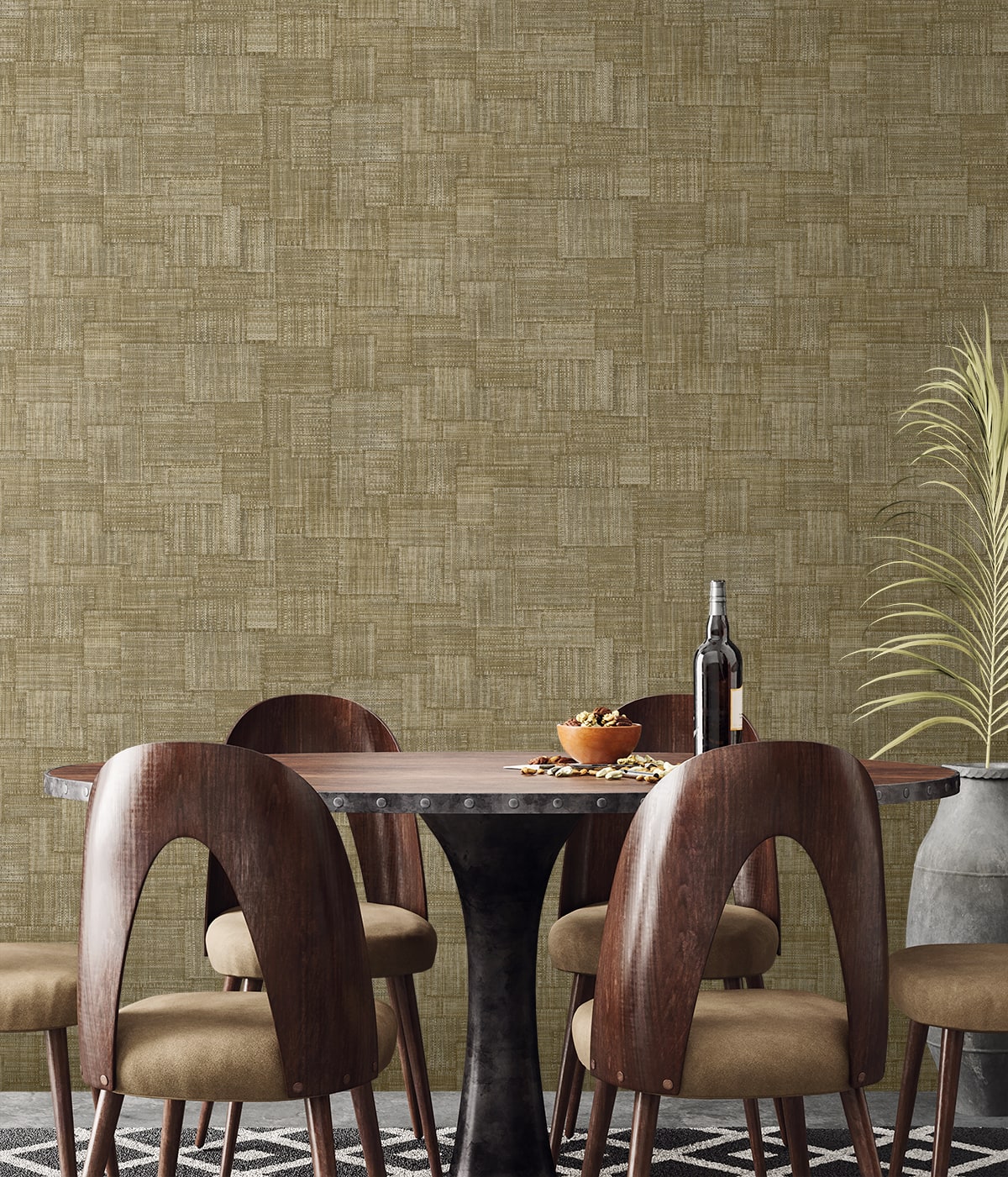 Seabrook Designs Woven Blocks Faux Weave Contemporary Browns, Taupes - RA41712