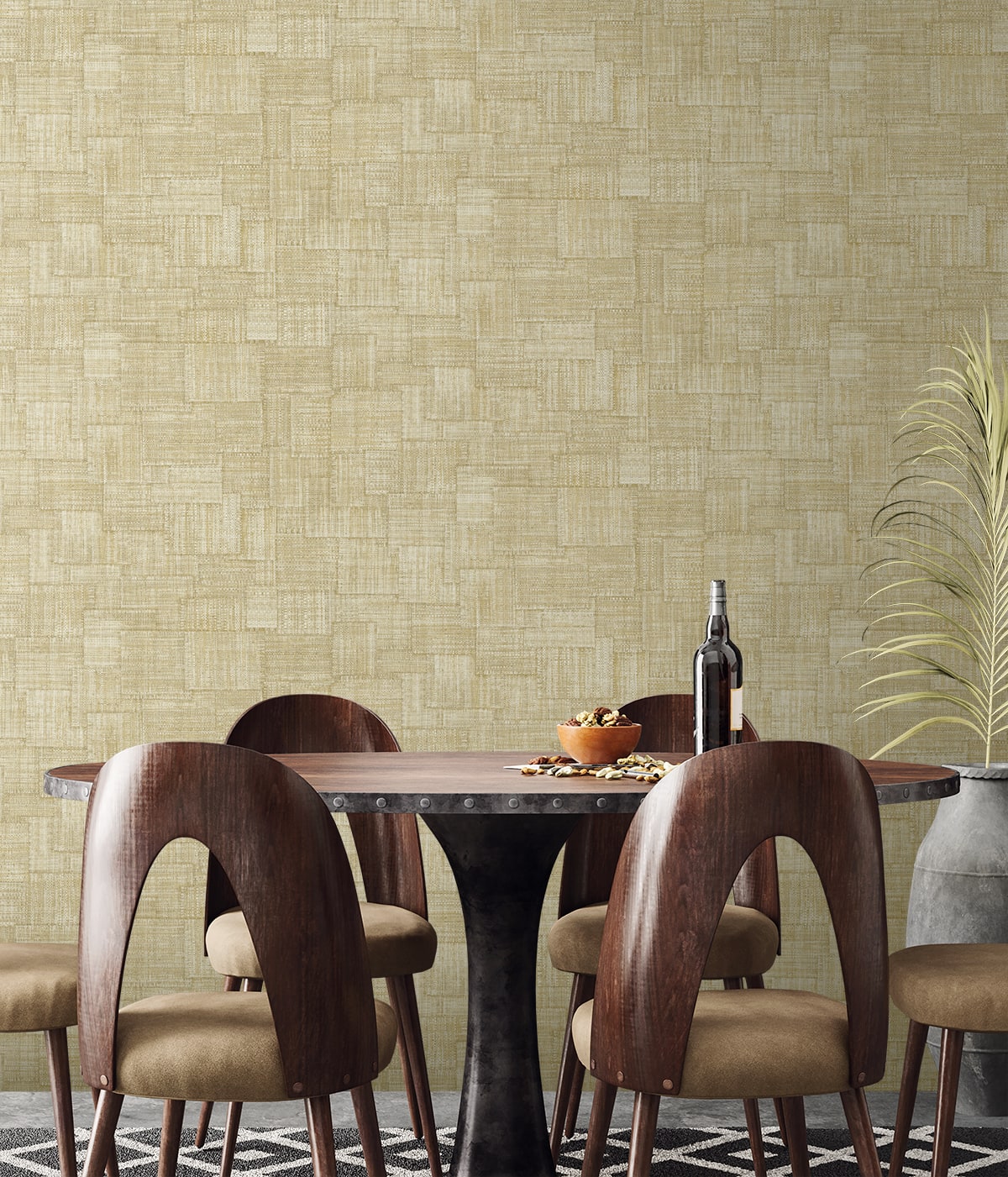 Seabrook Designs Woven Blocks Faux Weave Contemporary Warm Neutrals, Beiges - RA41714