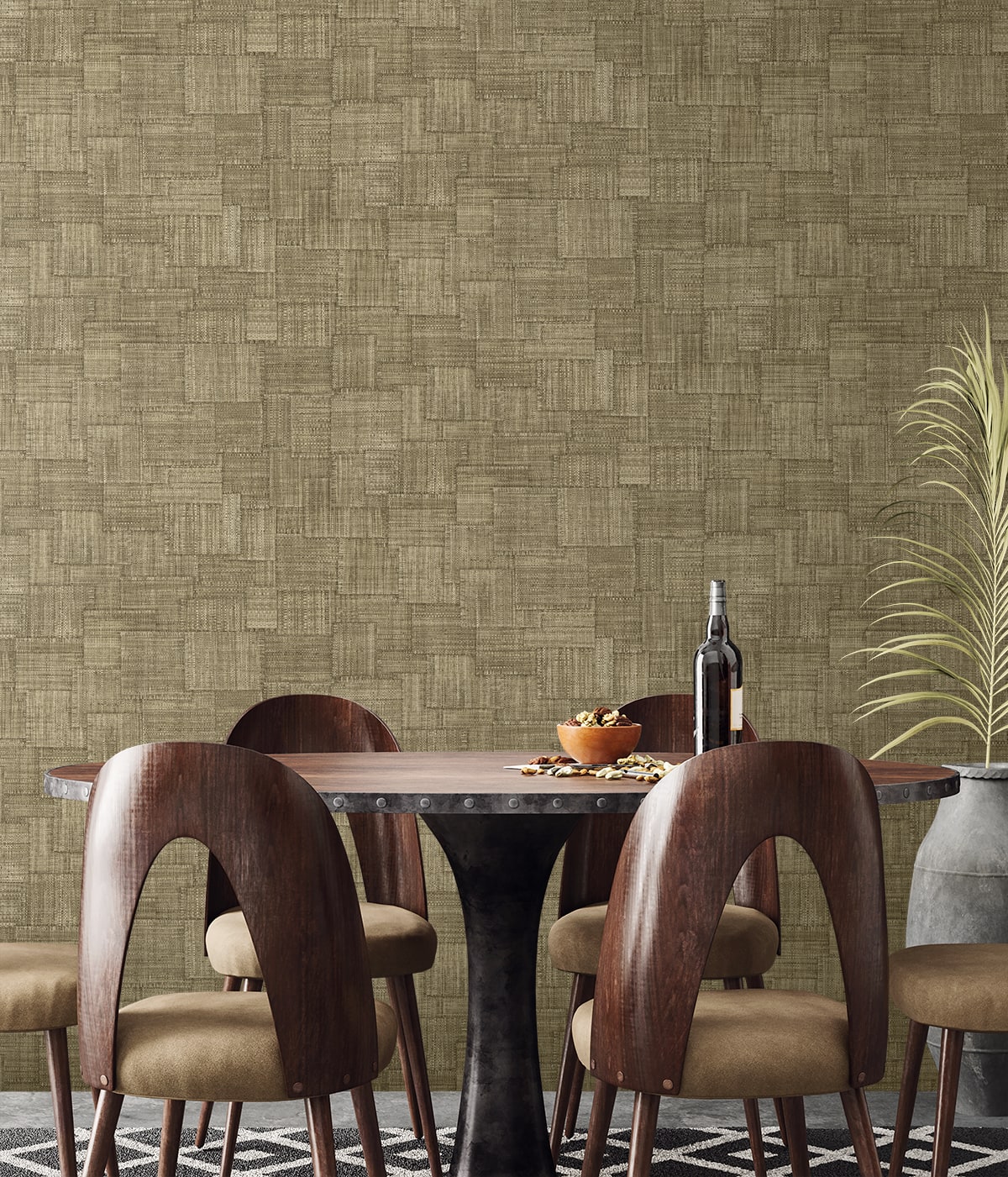 Seabrook Designs Woven Blocks Faux Weave Contemporary Browns, Taupes - RA41715