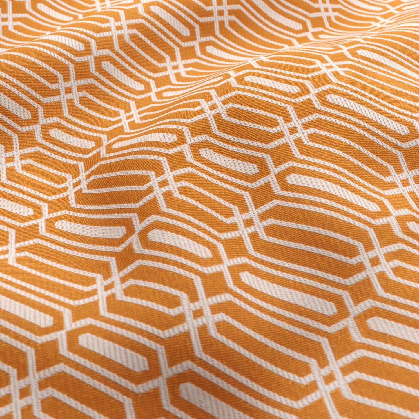 JF Fabrics FibreGuard Outdoor REEF 27 Fabric Geometric, Traditional, Trellis Orange, White Jacquard, Outdoor - 9467027 J9301