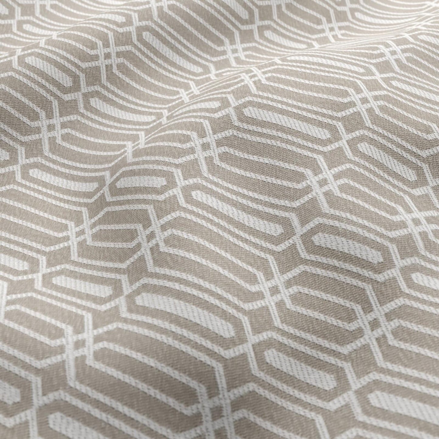 JF Fabrics FibreGuard Outdoor REEF 35 Fabric Geometric, Traditional, Trellis Brown, Grey, White Jacquard, Outdoor - 9467035 J9301
