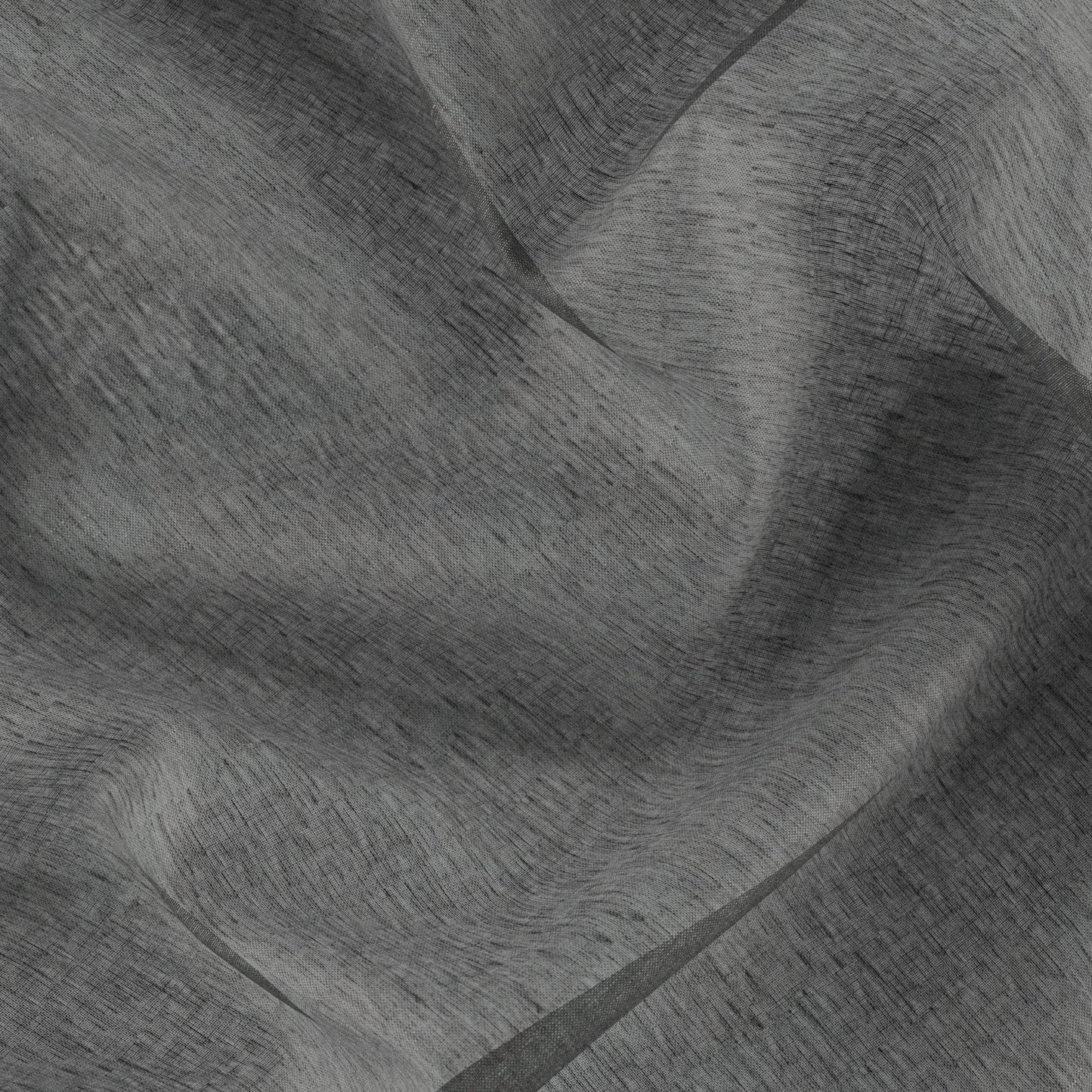 Plain black sheer fabric with a smooth, flowing drape; wide width.