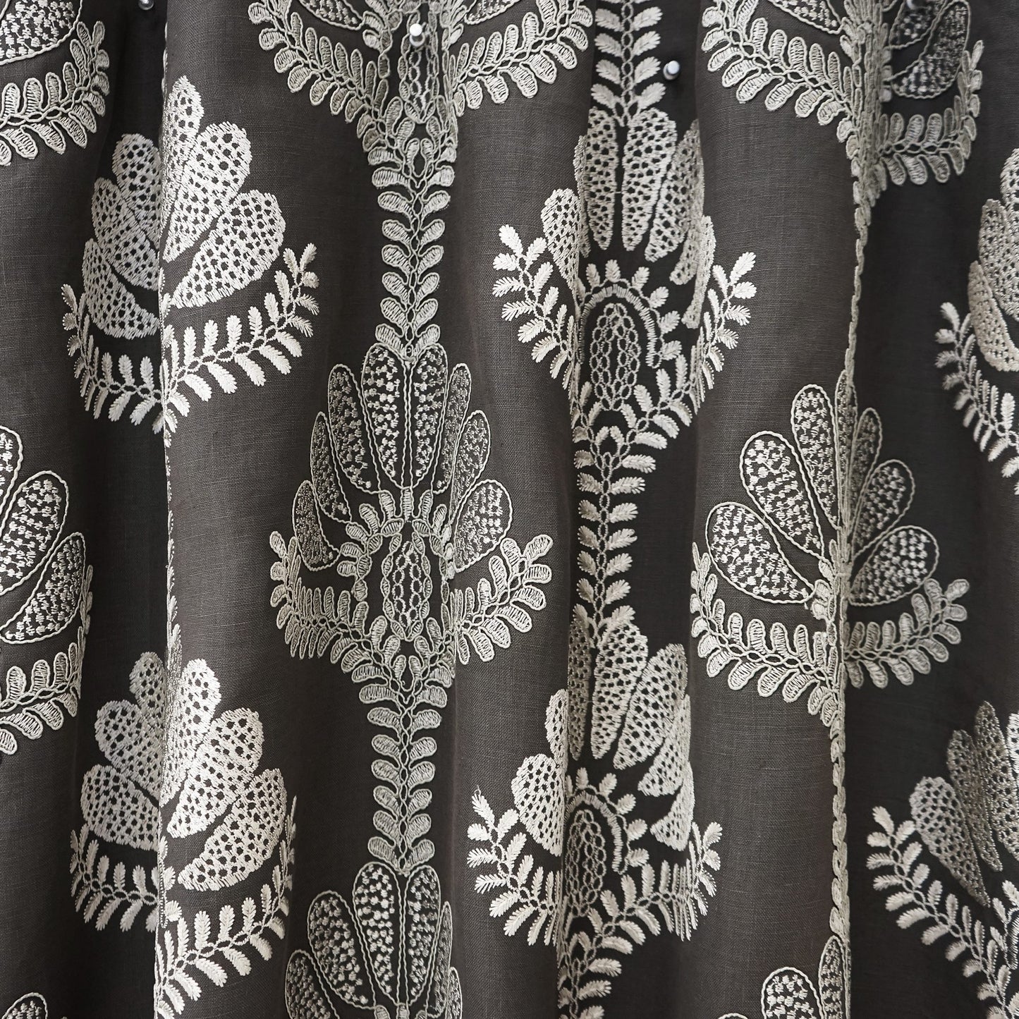 JF Fabrics JF Studio RESSINA 98 Fabric Traditional,Transitional,Contemporary,Floral Grey,Silver Embroidery,Linen,Texture,Linen Texture - 7630198 SJ101