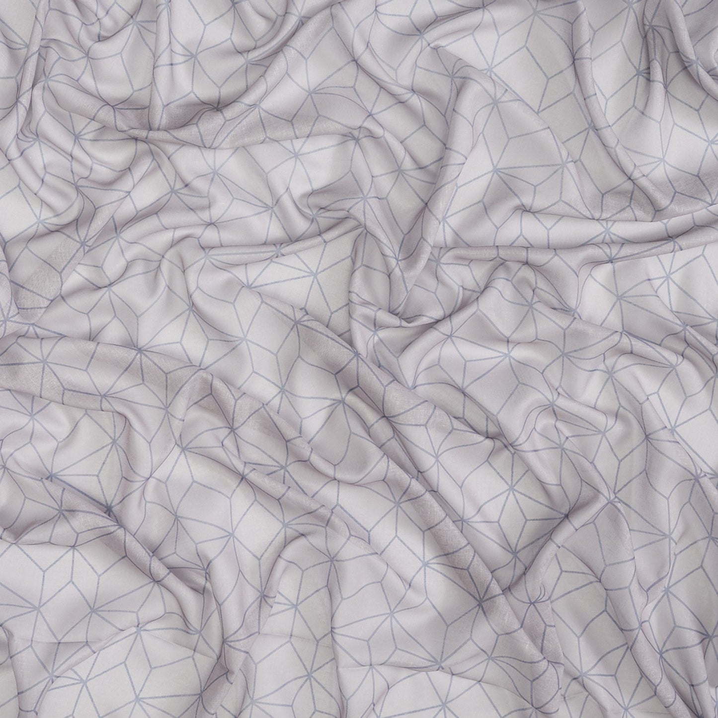 JF Fabrics REVELRY 55 Fabric Geometric Blue, Grey, Cream Wide Width, Sheer, Print - 8934455 J9001