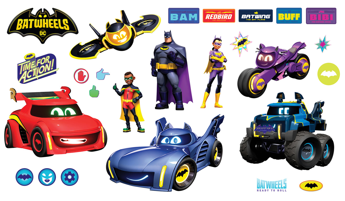 York Wallcoverings RoomMates Batwheels Characters Wall Decals Kids Graphics Blues Wallpaper - RMDM5559
