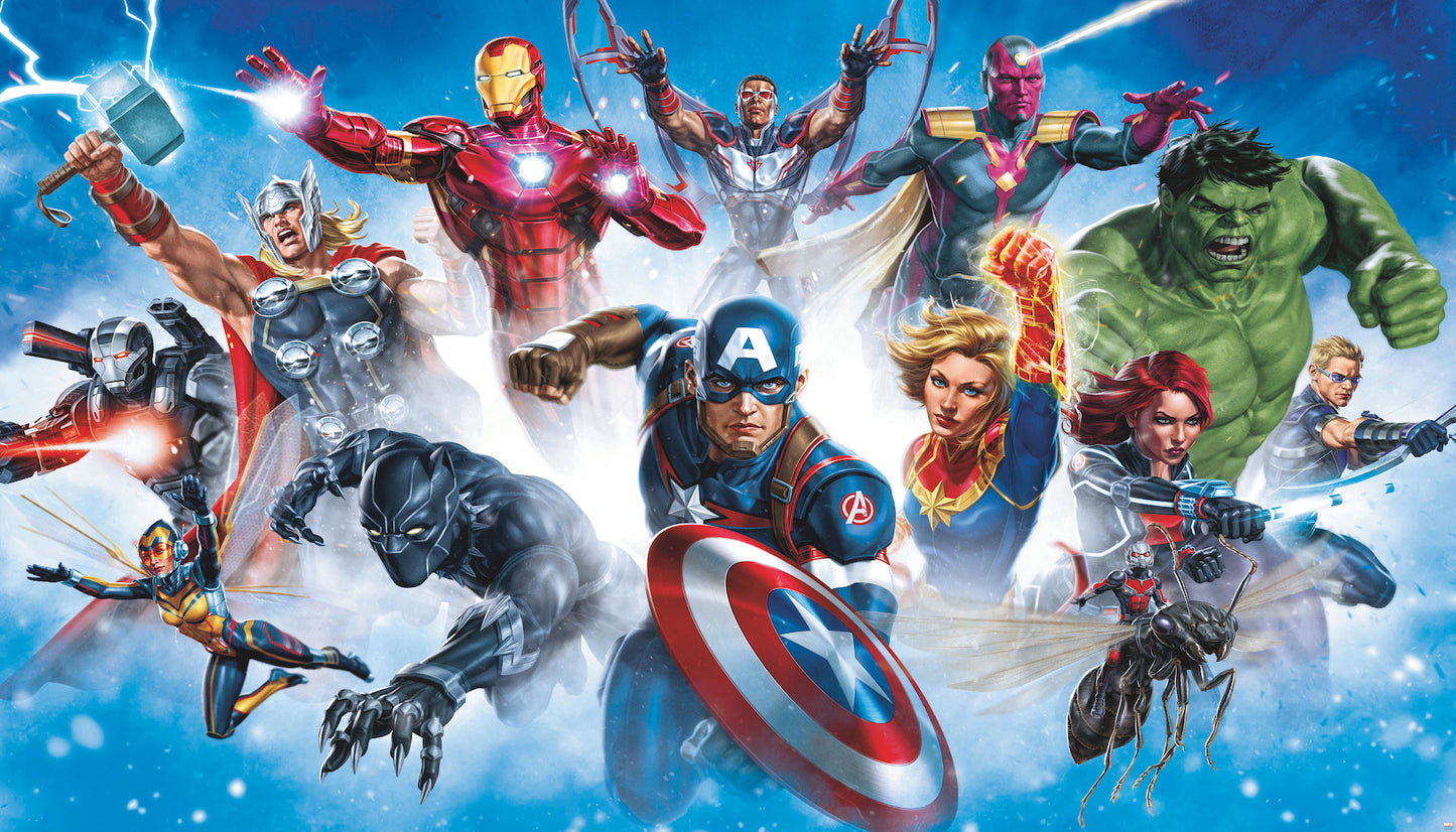 York Wallcoverings Disney Kids Vol. 4 Avenger Gallery Art Peel and Stick Wall Mural Kids Licensed Blues Wallpaper - RMK11411M