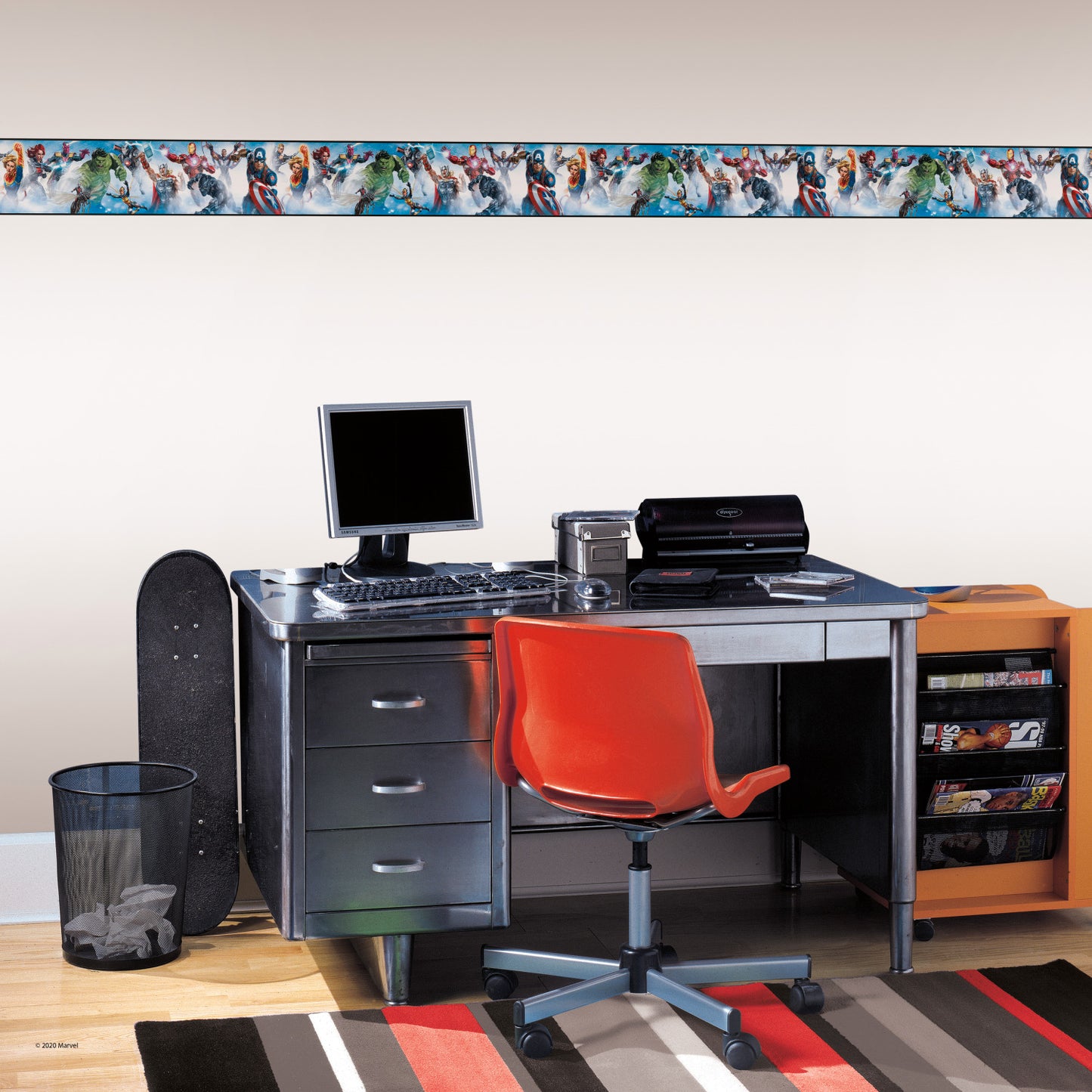 York Wallcoverings RoomMates Avengers Gallery Art Peel and Stick Border Kids Licensed Blues Wallpaper - RMK11501BD