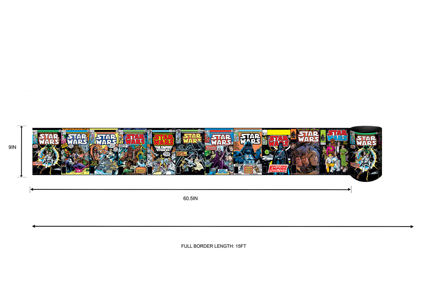 York Wallcoverings RoomMates Star Wars Comic Books Peel and Stick Border Kids Licensed Multicolor Wallpaper - RMK12134BD