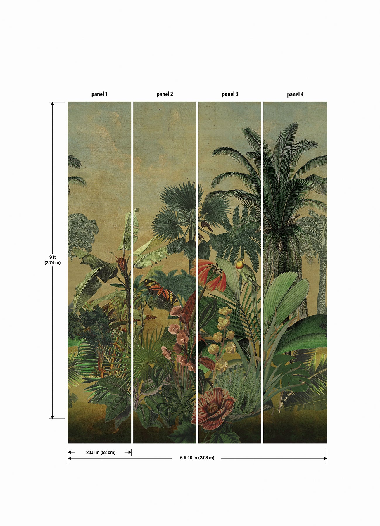 York Wallcoverings RoomMates Hilo Tropical Island Tapestry Peel and Stick Mural Traditional Animals Greens Wallpaper - RMK12779MW