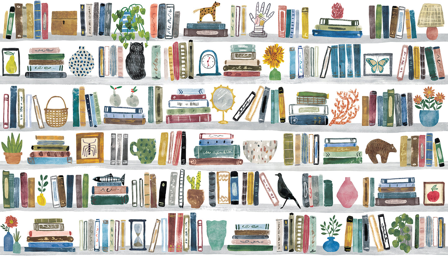 York Wallcoverings RoomMates Library Peel and Stick Wall Mural Whimsical Graphics Pinks Wallpaper - RMK12806M