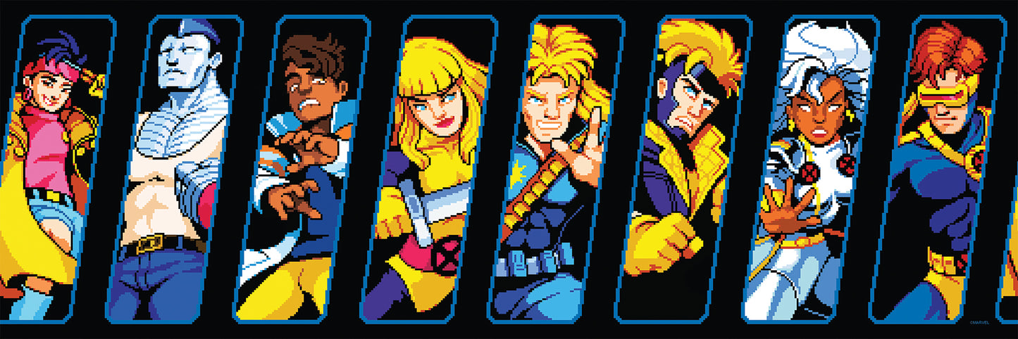 York Wallcoverings RoomMates Marvel's X-MEN ?97 Pixel Art Black Peel and Stick Border Graphics Eclectic Black Current Peel & Stick - RMK1321BD