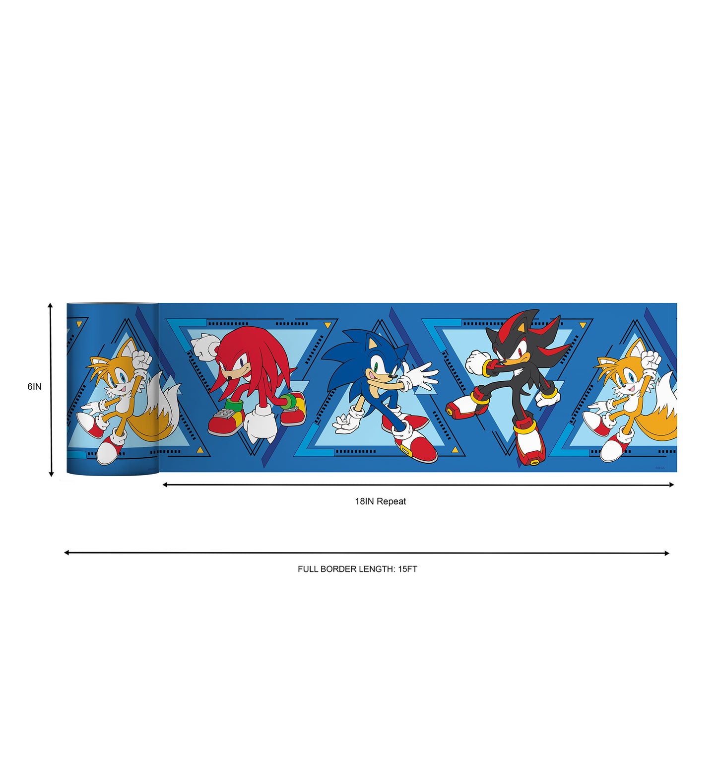 York Wallcoverings RoomMates Sonic The Hedgehog Team Sonic Border Decal Graphics Kids Blue Current Peel & Stick - RMK1337BD