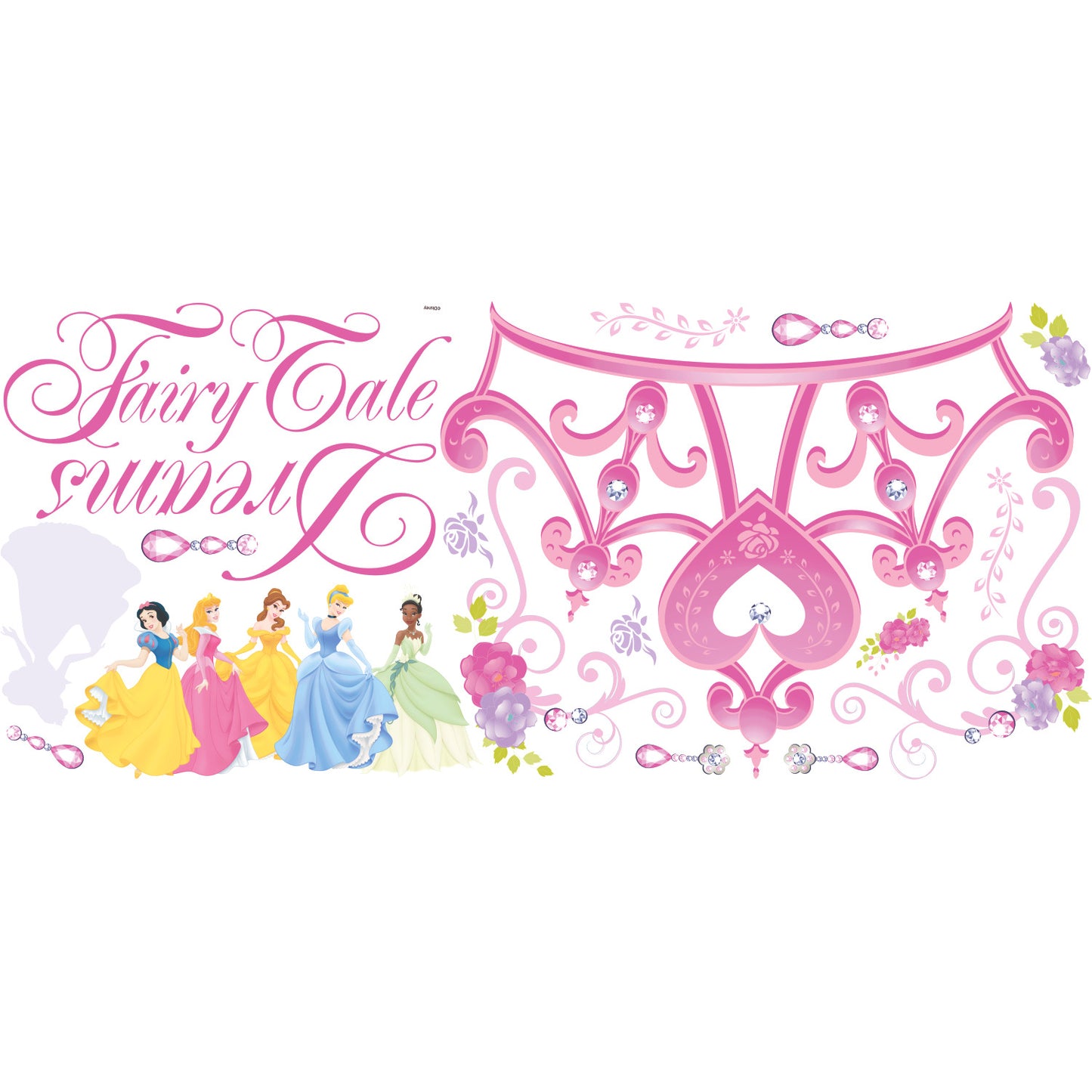 York Wallcoverings RoomMates Disney Princess - Princess Crown Peel and Stick Giant Wall Decal Whimsical Licensed Pinks Wallpaper - RMK1580GM