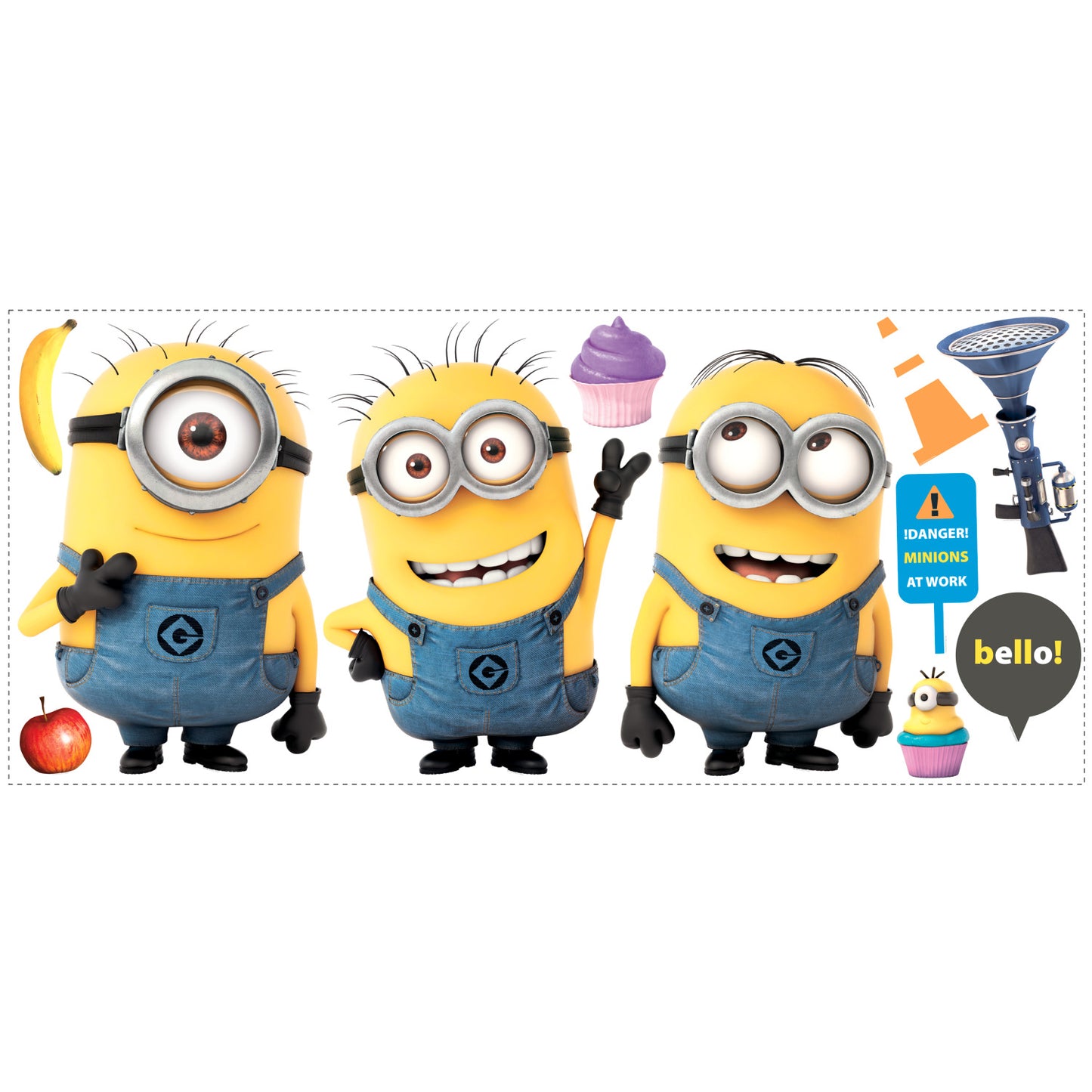 York Wallcoverings RoomMates Despicable Me 2 Minions Giant Giant Wall Decals Whimsical Licensed Yellows Wallpaper - RMK2081GM
