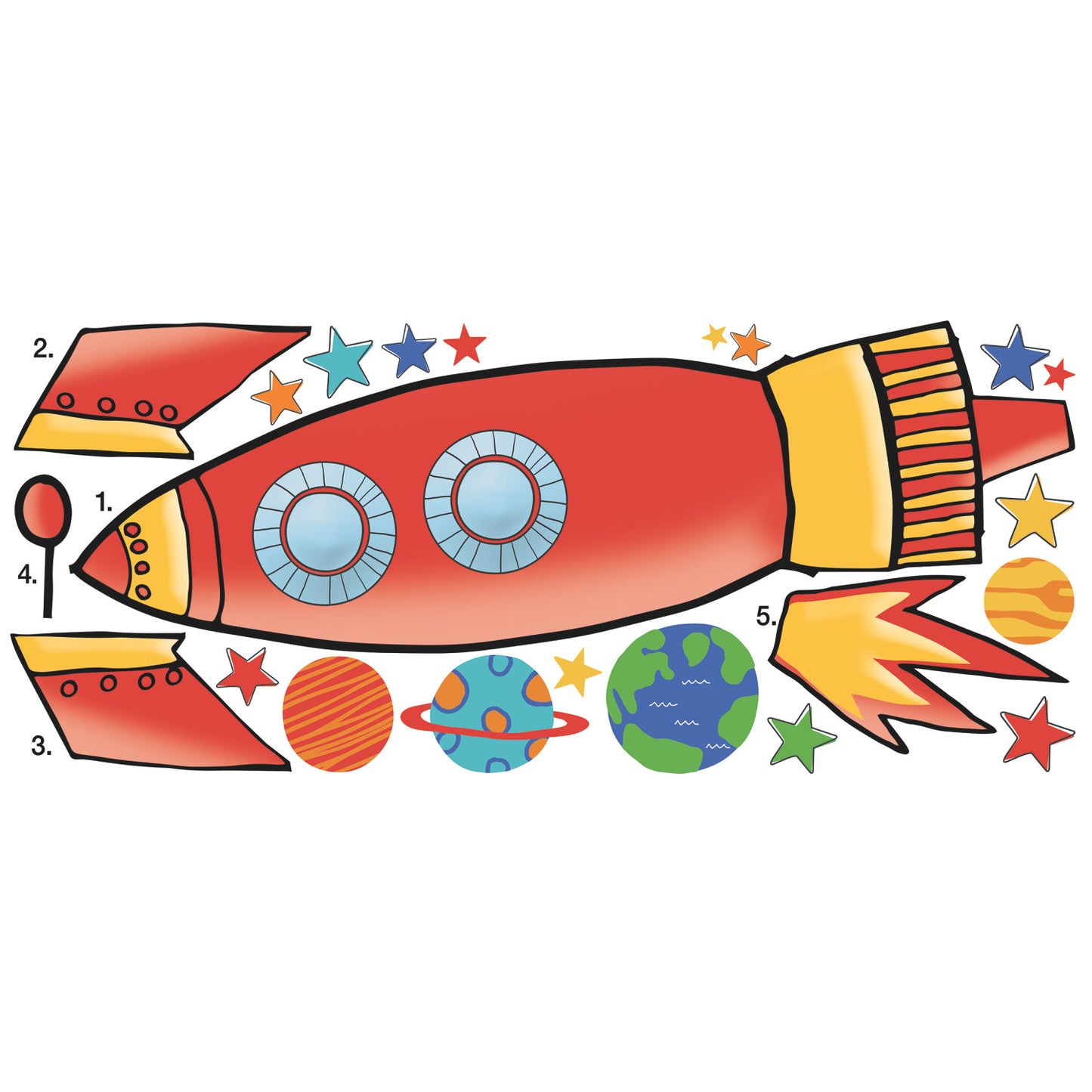 York Wallcoverings RoomMates Rocket Giant Wall Decals Kids Outer Space Oranges Wallpaper - RMK2619GM
