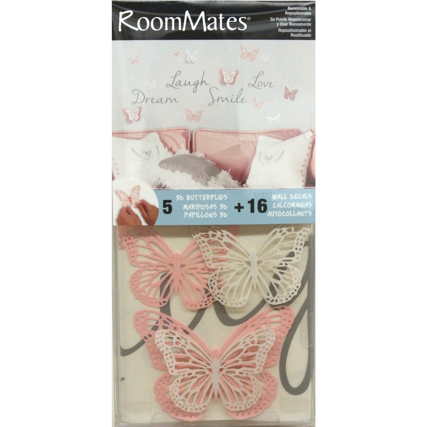 York Wallcoverings RoomMates Butterfly Dream Wall Decals W/ 3D Cutout Butterflies Kids Botanical Pinks Wallpaper - RMK3173SCS