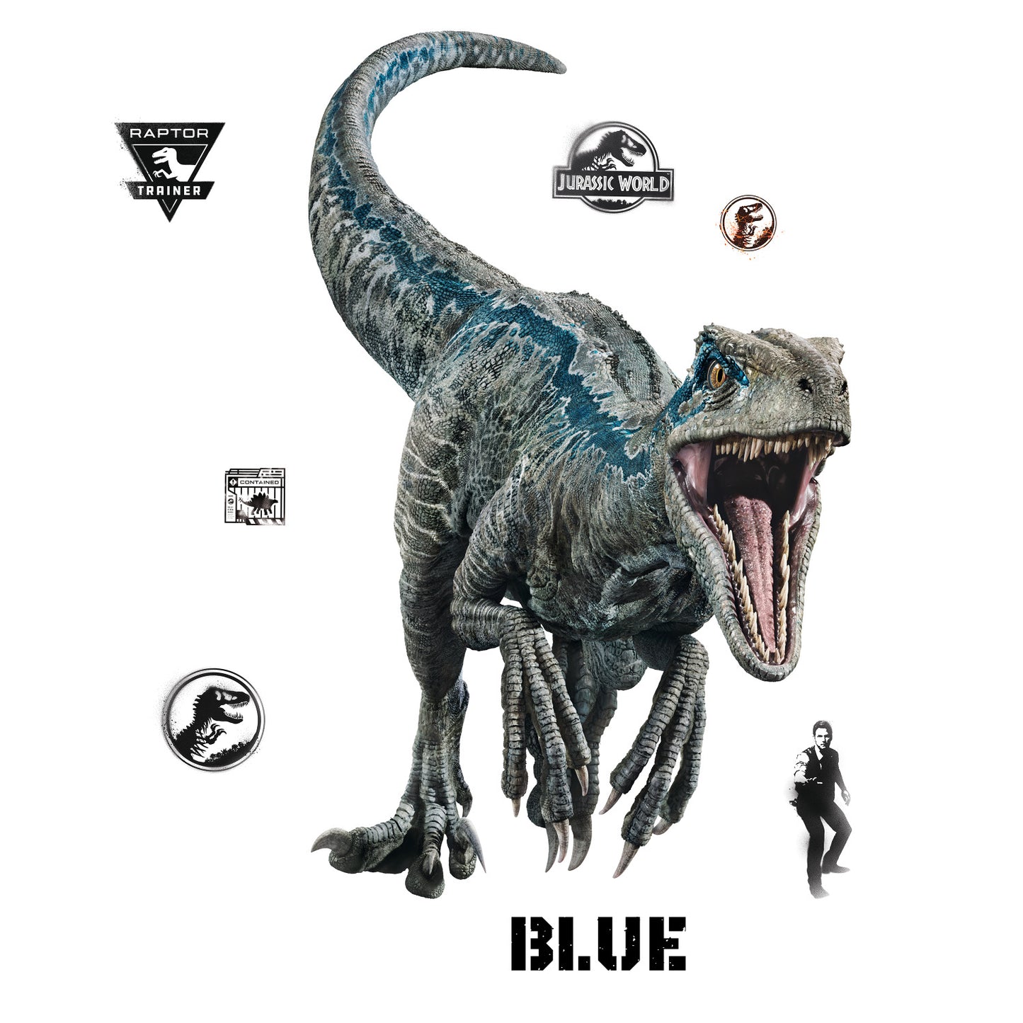 York Wallcoverings RoomMates Jurassic World 2 Velociraptor Giant Wall Decal Kids Licensed Blues Wallpaper - RMK3799GM