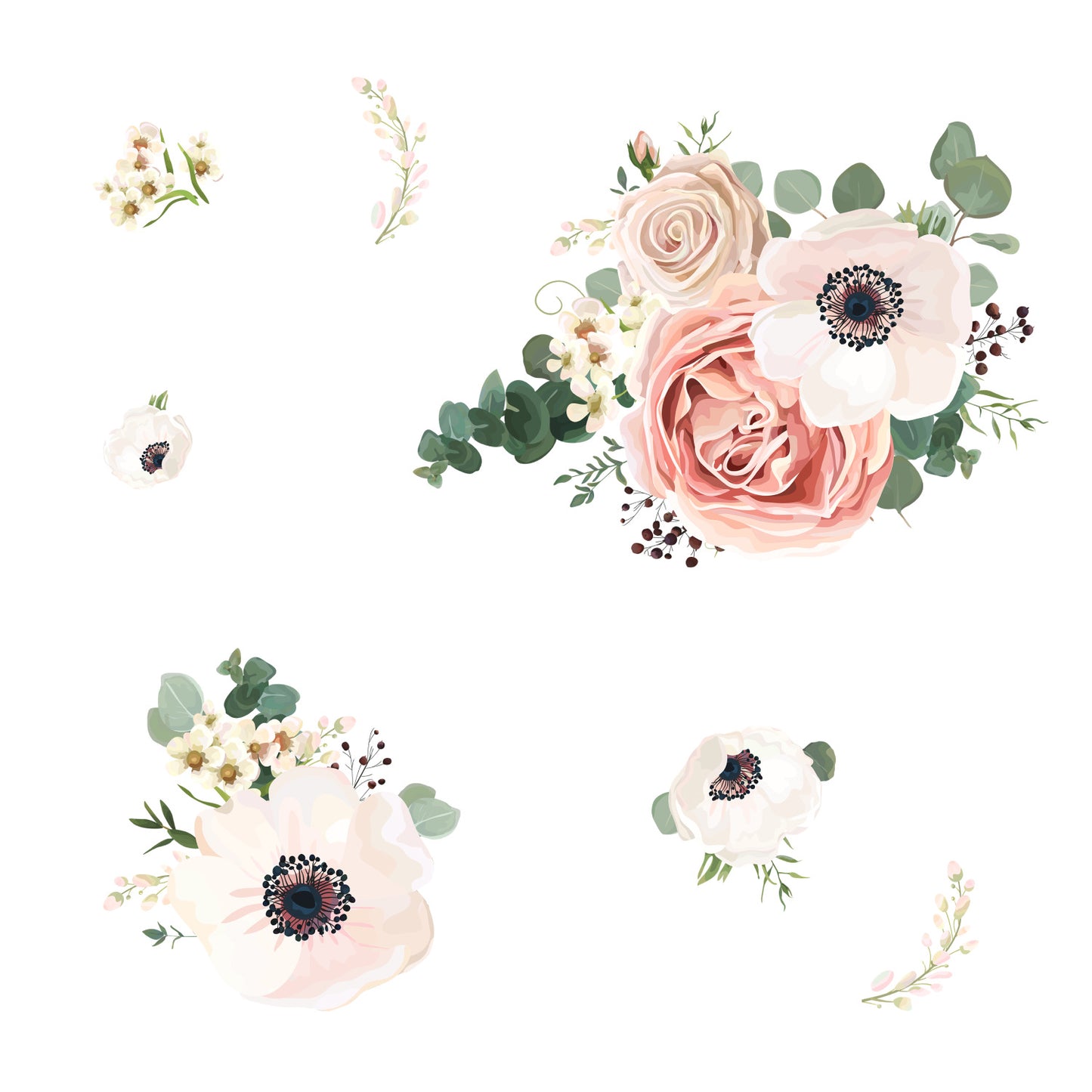 York Wallcoverings RoomMates Fresh Floral Giant Wall Decals Modern Botanical Multicolor Wallpaper - RMK3866GM