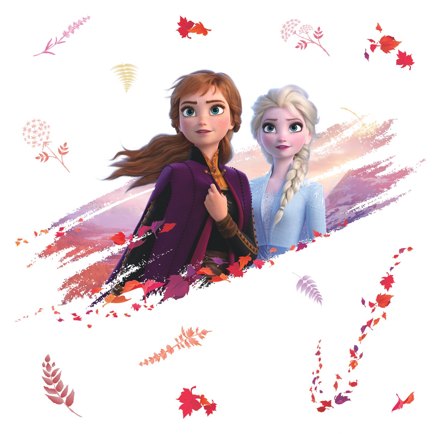 York Wallcoverings RoomMates Frozen II Elsa and Anna Giant Wall Decals Kids Licensed Multicolor Wallpaper - RMK4076GM