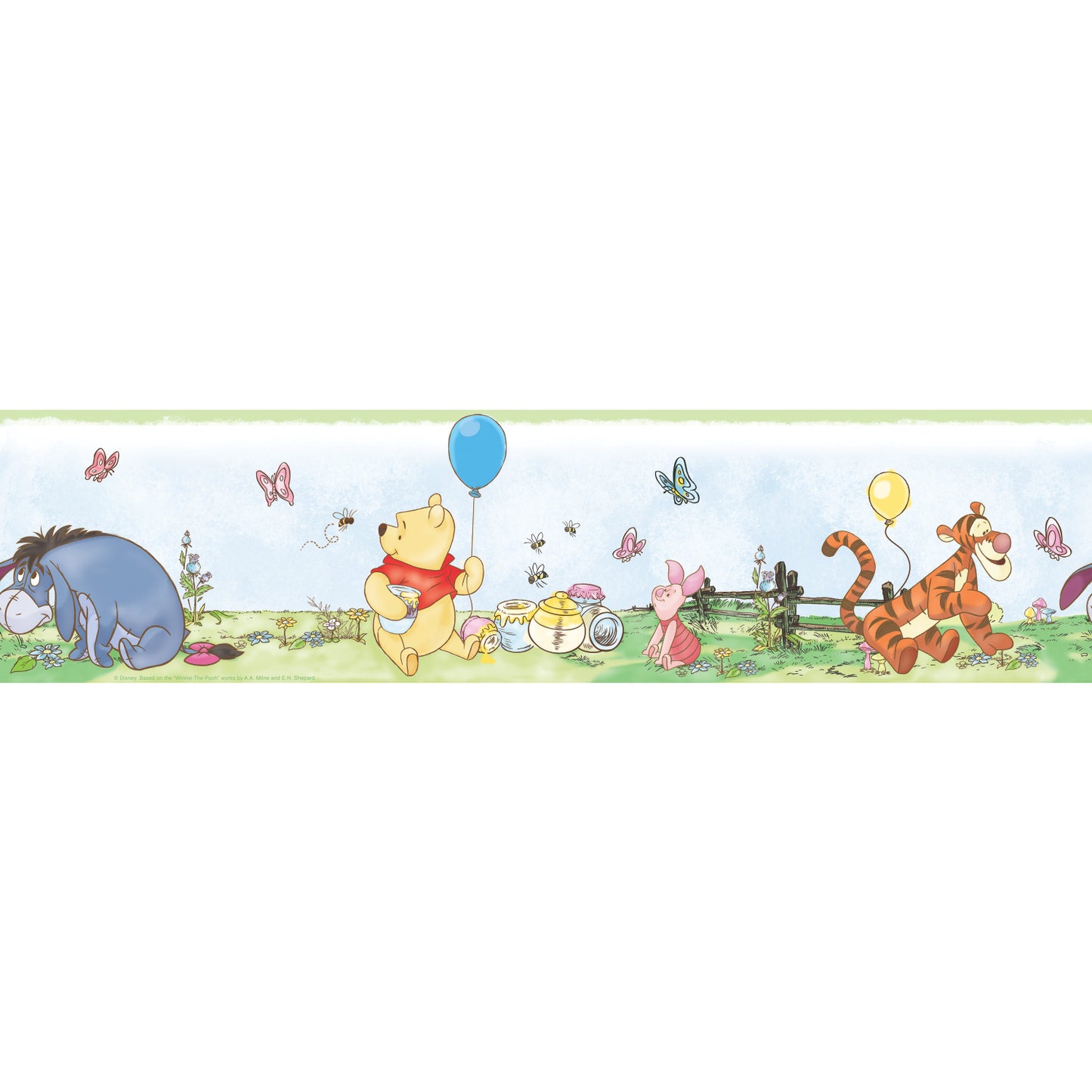 York Wallcoverings RoomMates Disney Winnie The Pooh Toddler Peel and Stick Border Whimsical Licensed Multicolor Wallpaper - RMK4410BD