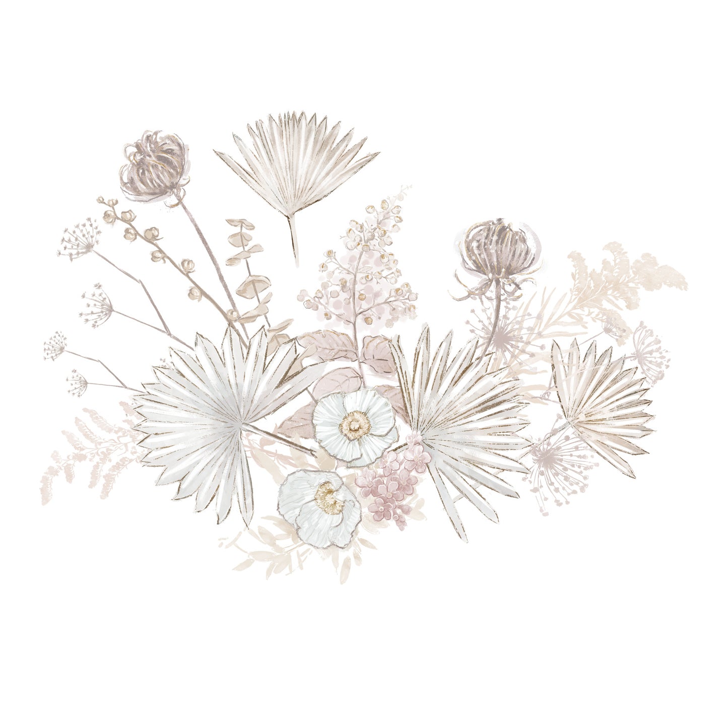 York Wallcoverings RoomMates Desert Sun Palm Leaf and Floral Giant Wall Decals Modern Botanical Neutrals Wallpaper - RMK4709GM