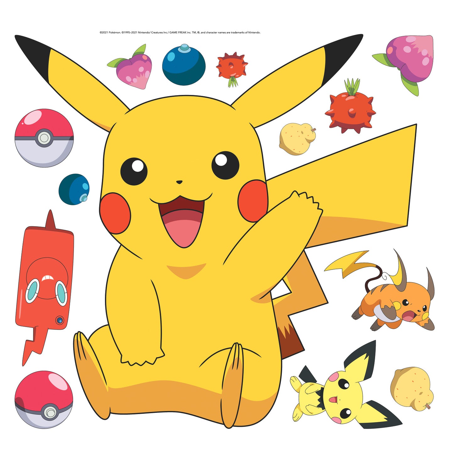 York Wallcoverings RoomMates Pikachu Giant Wall Decals Kids Licensed Multicolor Wallpaper - RMK4821GM