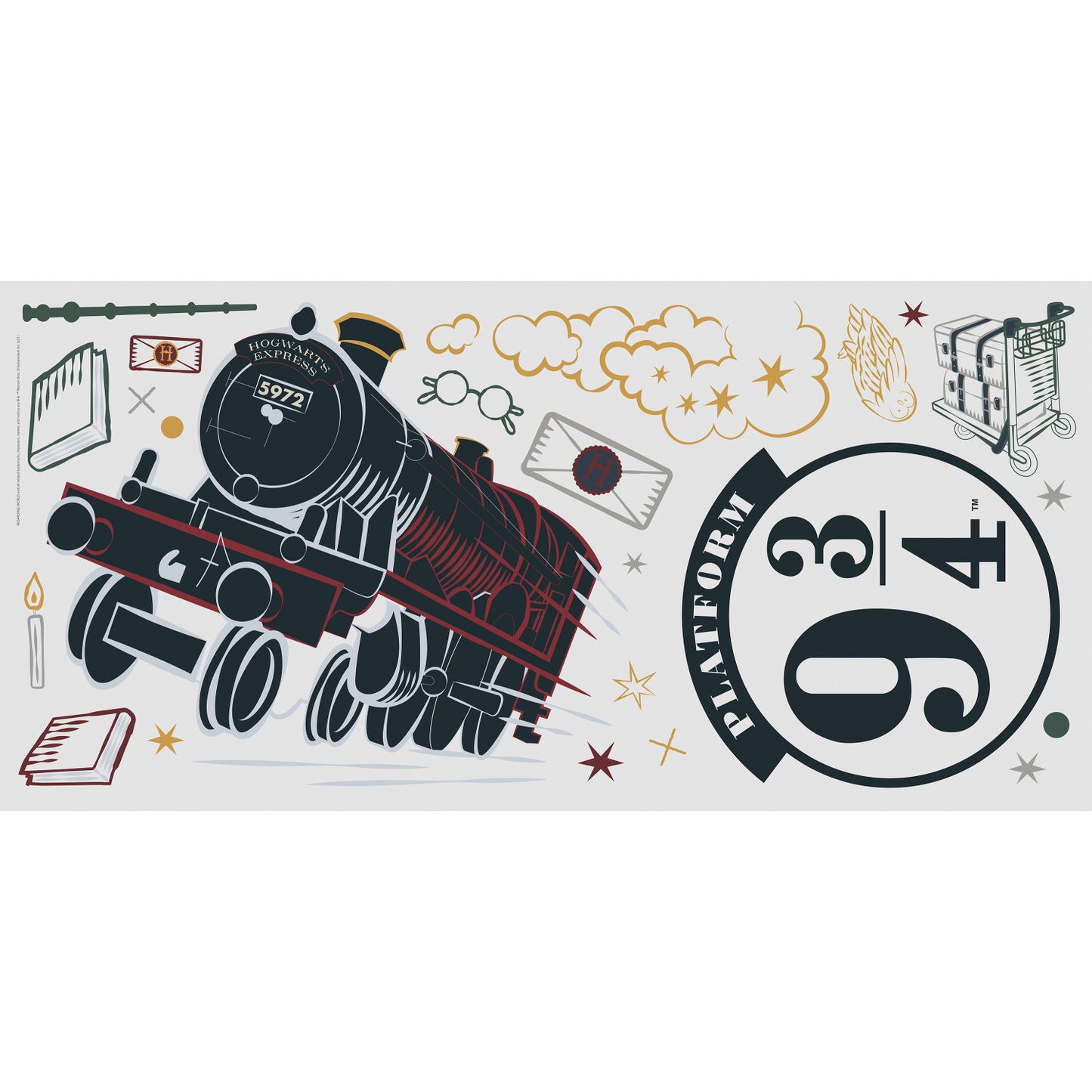 York Wallcoverings RoomMates Hogwarts Express Giant Wall Decal Whimsical Licensed Multicolor Wallpaper - RMK4956GM