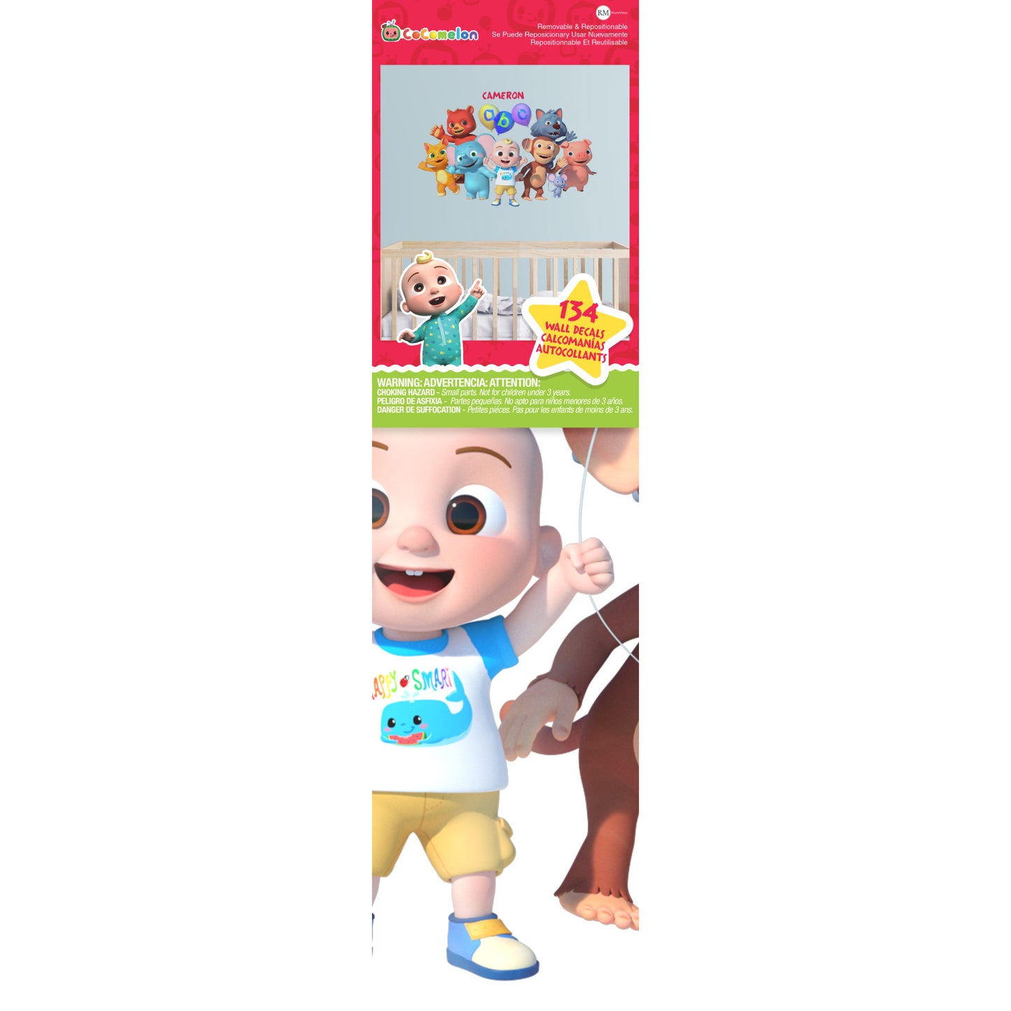 York Wallcoverings RoomMates Cocomelon Giant Wall Decals With Alphabet Whimsical Licensed Multicolor Wallpaper - RMK4959GM (Discontinued)