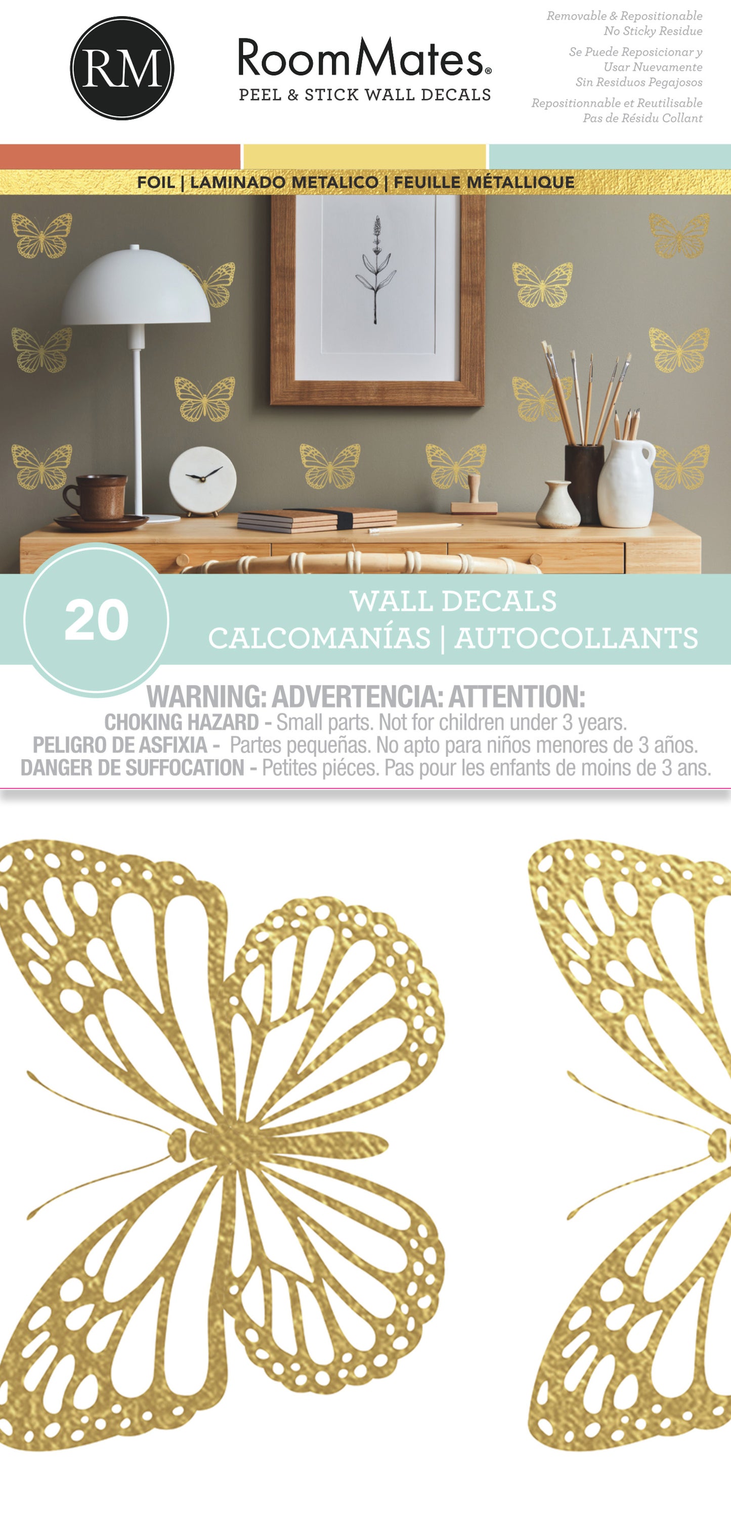 York Wallcoverings RoomMates Butterfly Wall Decals Whimsical Nature Metallics Wallpaper - RMK4994SCS