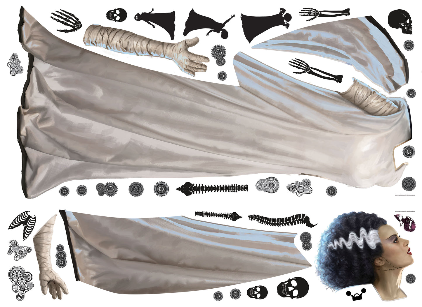 York Wallcoverings RoomMates Classic Monsters Bride Of Frankenstein Giant Wall Decals Whimsical Licensed Whites and Off-Whites Wallpaper - RMK5212GM