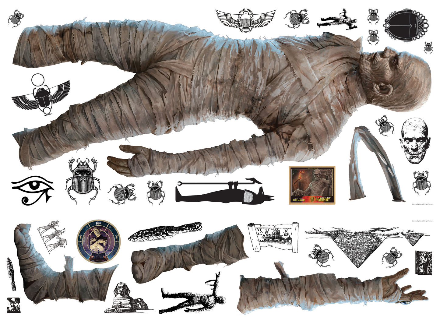 York Wallcoverings RoomMates Classic Monsters The Mummy Giant Wall Decals Whimsical Licensed Whites and Off-Whites Wallpaper - RMK5214GM