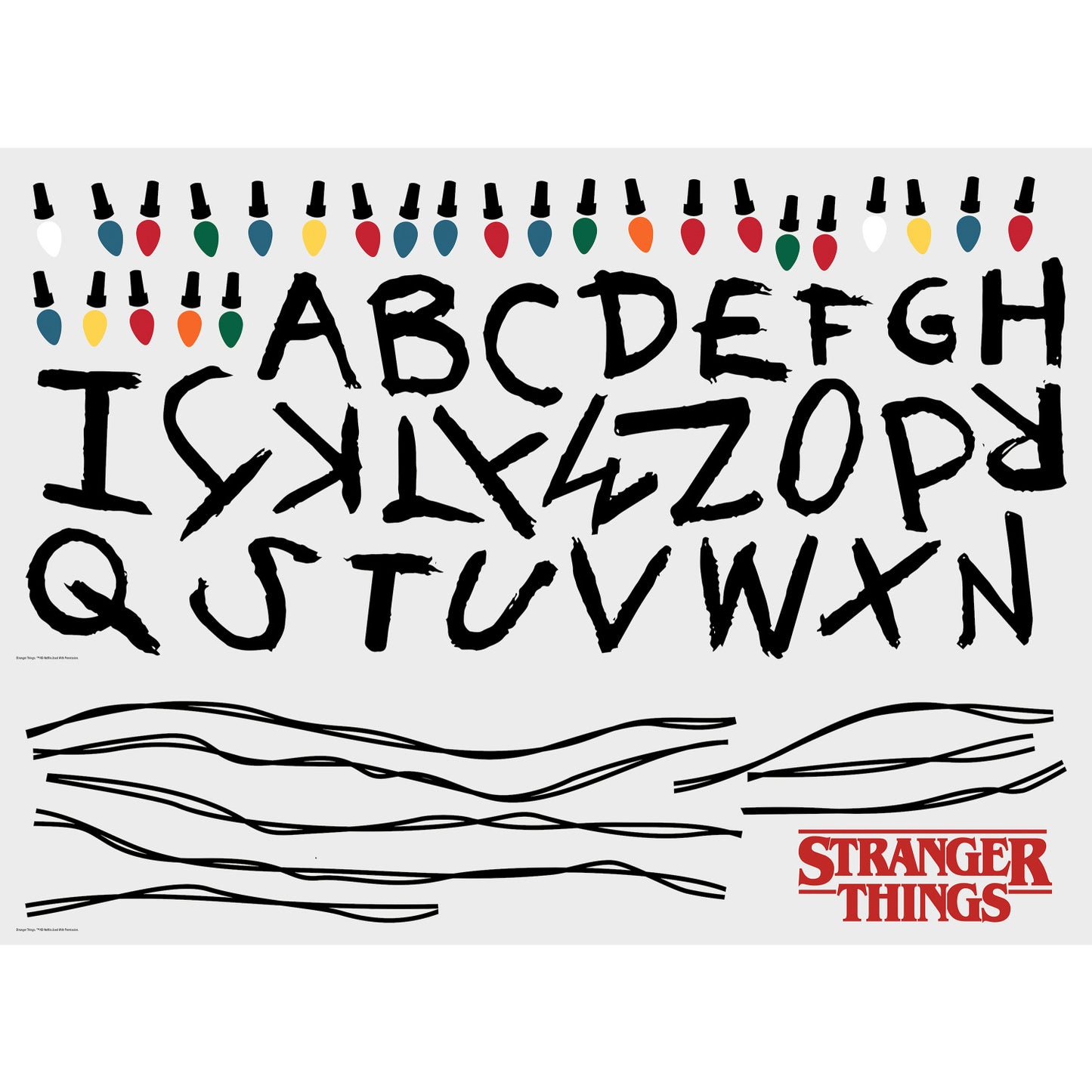 York Wallcoverings RoomMates Netflix Stranger Things Christmas Light Giant Wall Decals W/Alphabet Whimsical Licensed Multicolor Wallpaper - RMK5240GM