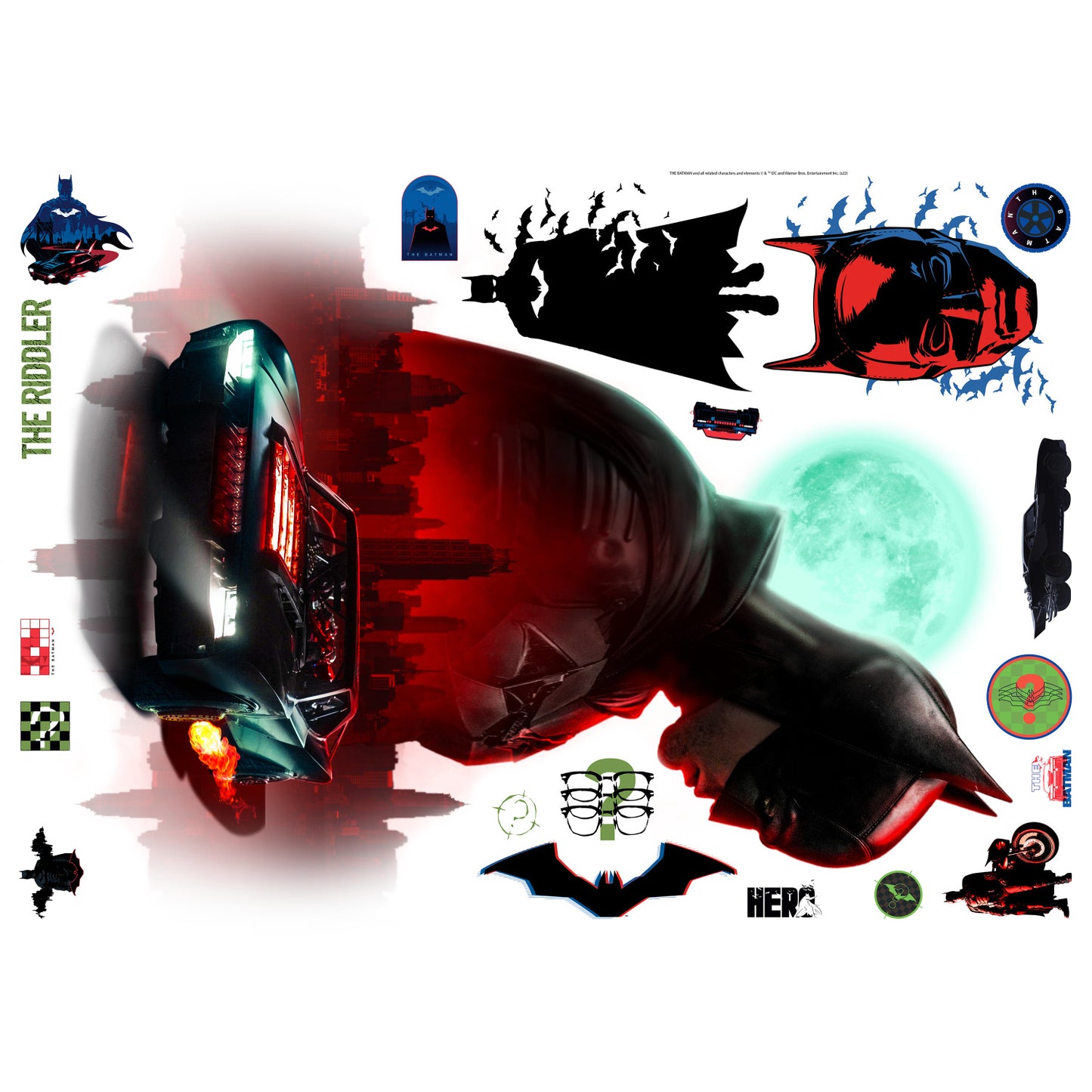 York Wallcoverings RoomMates Batman XL Giant Wall Decals Whimsical Licensed Reds Wallpaper - RMK5255TBM