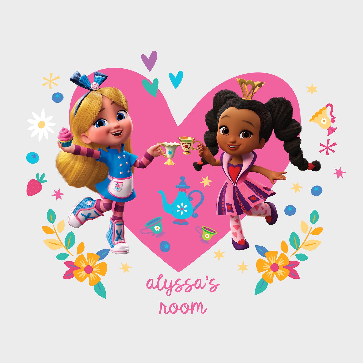 York Wallcoverings RoomMates Alice?s Wonderland Bakery Giant Peel and Stick Wall Decals With Alphabet Licensed Multicolor Wallpaper - RMK5257GM