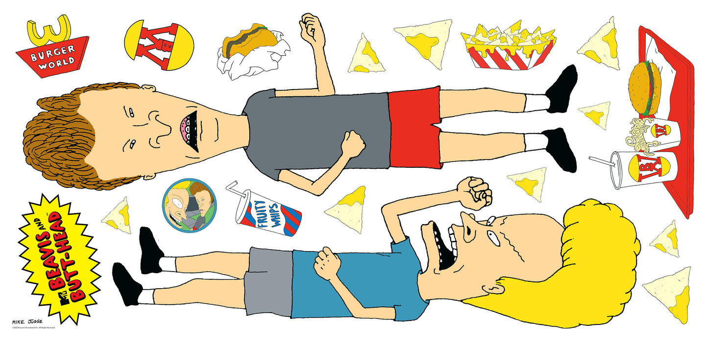 York Wallcoverings RoomMates Beavis and Butt-Head Peel and Stick Giant Wall Decals Whimsical Licensed Reds Wallpaper - RMK5267GM
