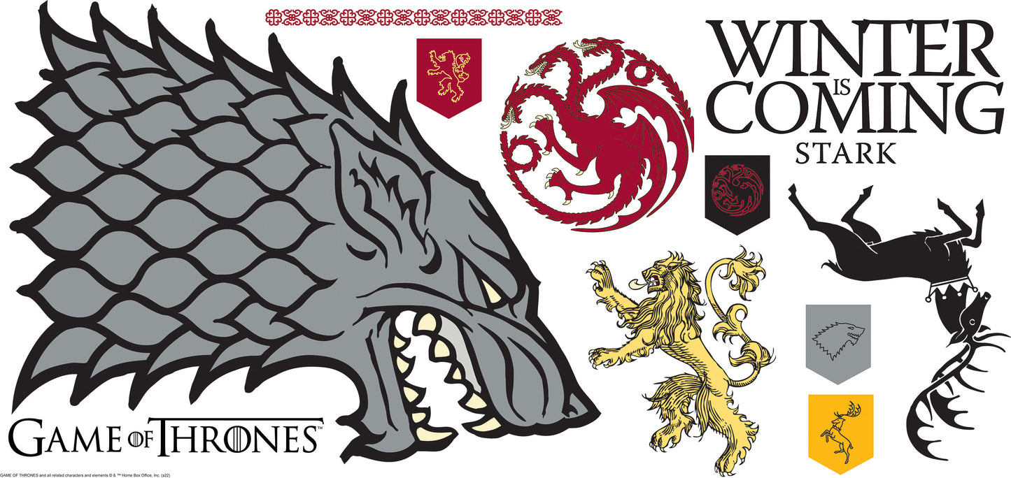 York Wallcoverings RoomMates Game Of Thrones Winter Is Coming Stark Giant Wall Decals Whimsical Licensed Reds Wallpaper - RMK5273GM