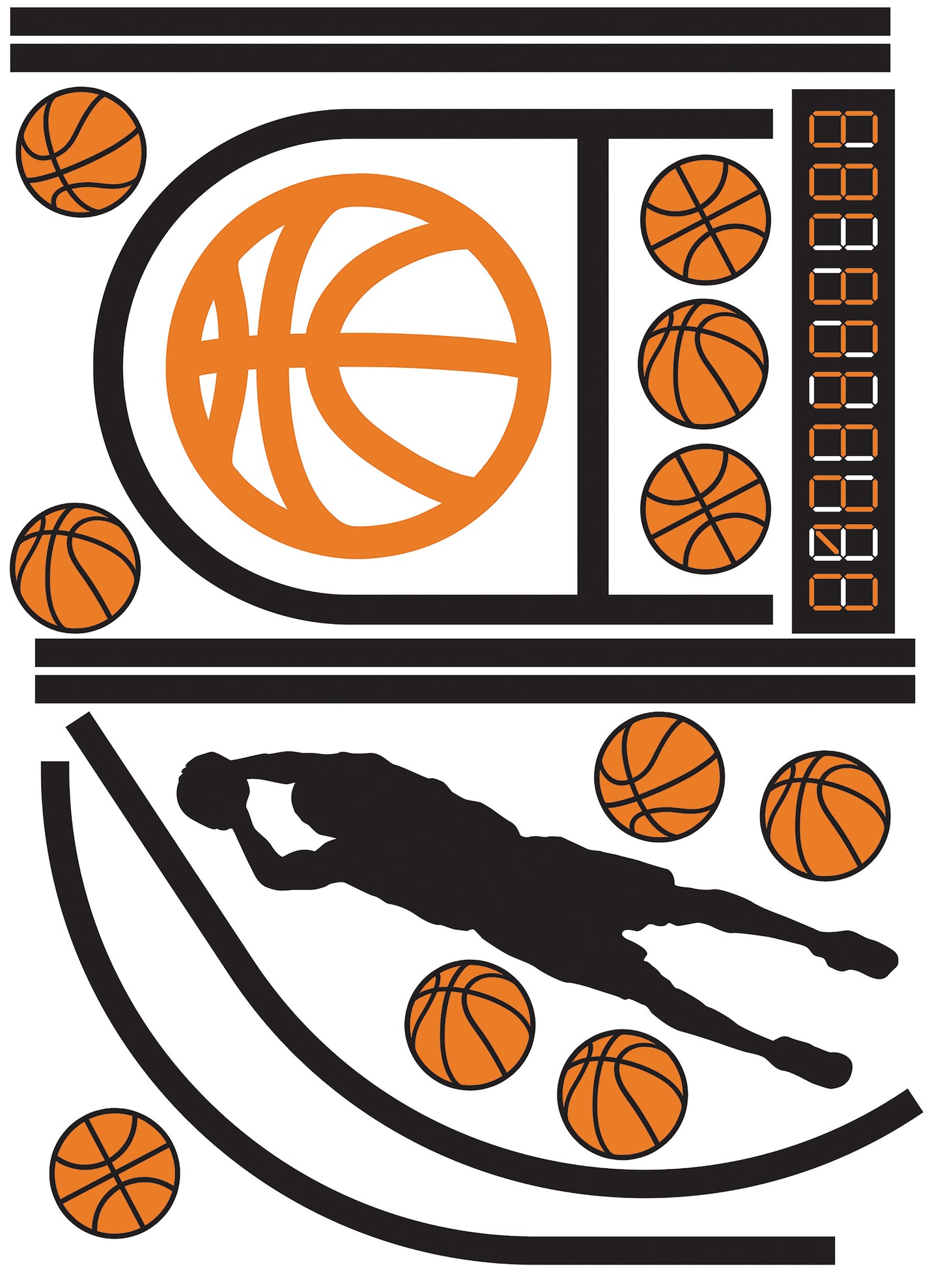 York Wallcoverings Classic Wovens Basketball Court XL Giant Wall Decals With Glow Whimsical Nature Oranges Wallpaper - RMK5343TBM