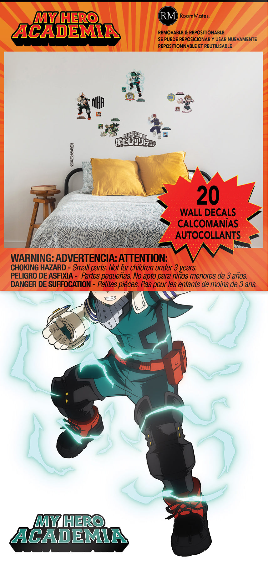 York Wallcoverings RoomMates My Hero Academia Wall Decals Kids Graphics Browns Wallpaper - RMK5510SCS (DISCONTINUED PATTERN)