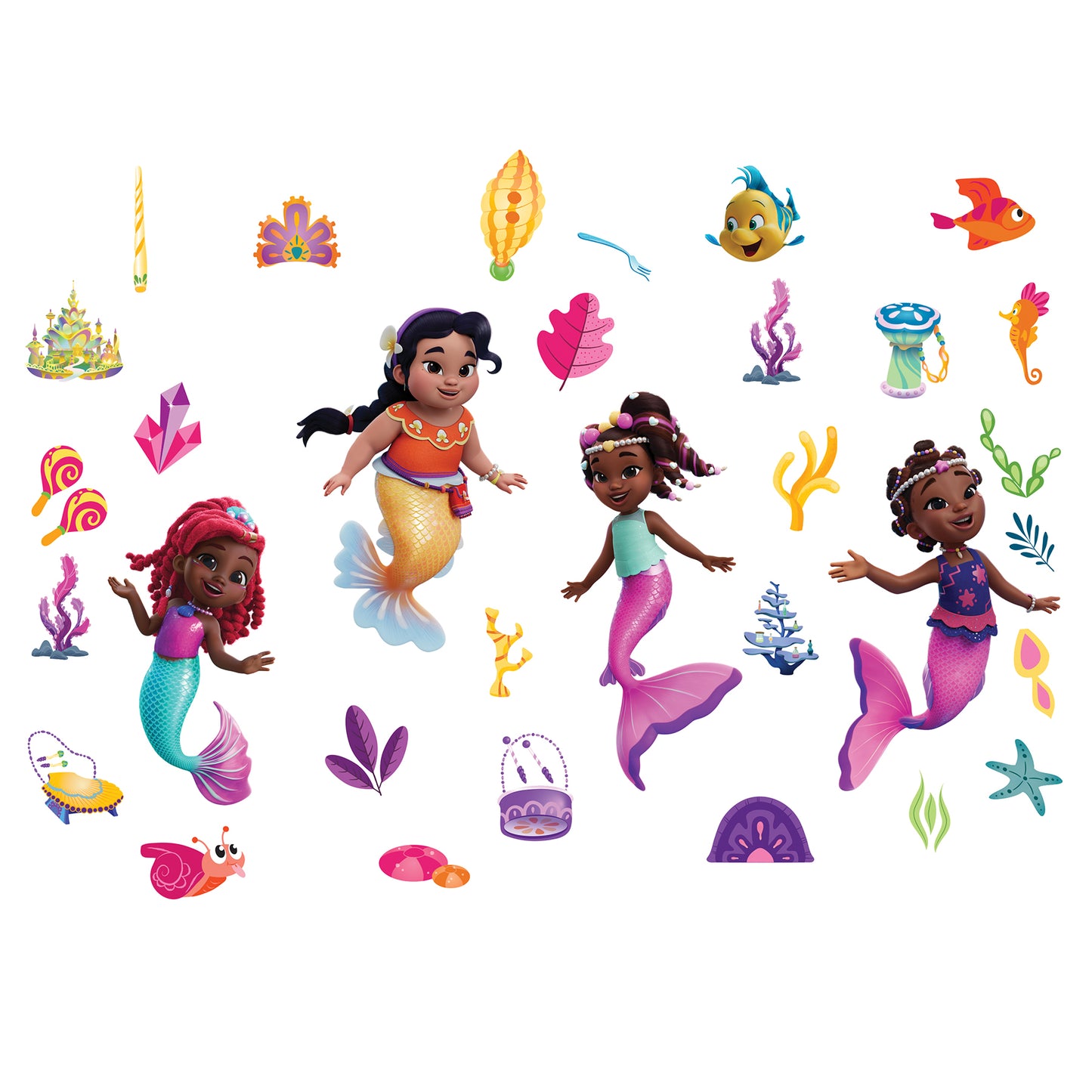York Wallcoverings RoomMates Disney Junior Ariel and Friends Wall Decals Kids Graphics Purples Wallpaper - RMK5540SCS